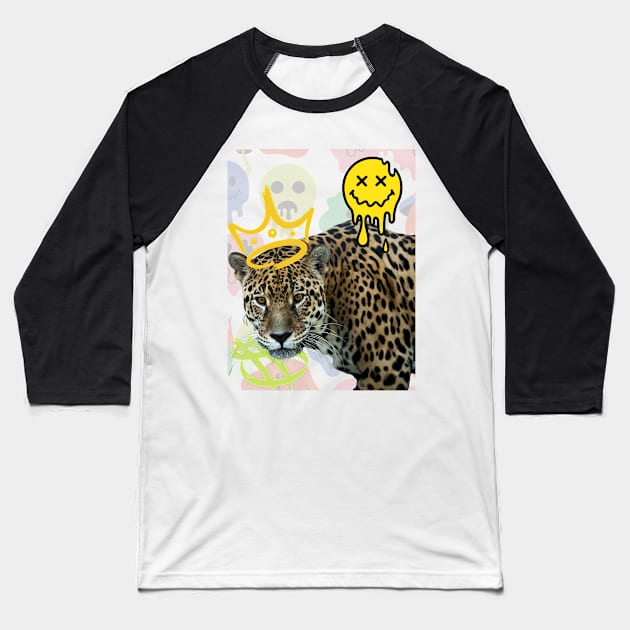 Jaguar Graffiti Baseball T-Shirt by TianquiztliCreations